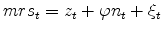 mrs_{t}=z_{t}+% \varphi n_{t}+\xi _{t}