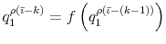 \displaystyle q_{1}^{\rho\left( \bar{\imath}-k\right) }=f\left( q_{1}^{\rho\left( \bar{\iota}-\left( k-1\right) \right) }\right) 