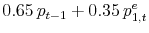 \displaystyle 0.65\,p_{t-1} + 0.35\,p^e_{1,t}