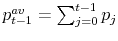  p^{av}_{t-1}=\sum_{j=0}^{t-1}p_j