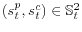  (s_{t}^{p},s_{t}^{c})\in \mathbb{S}_{t}^{2}