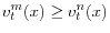  v_{t}^{m}(x)\geq v_{t}^{n}(x)
