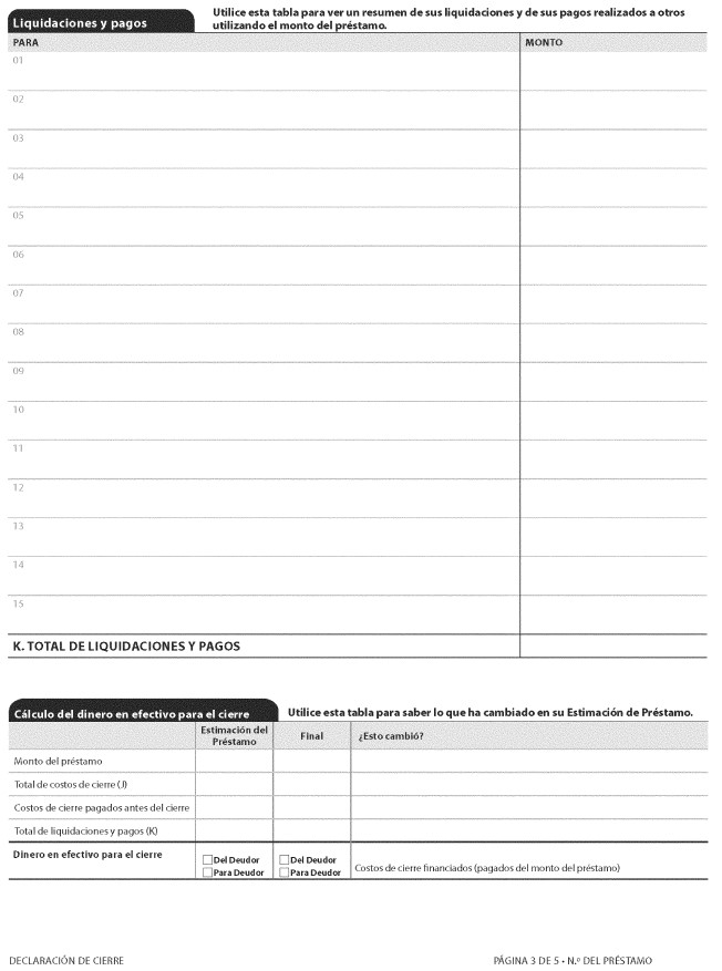 H-28(L)—Mortgage Loan Transaction Closing Disclosure—Model Form for Pace Transactions—Spanish Language Model Form (continued)