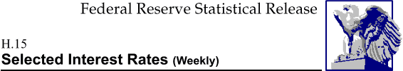 Federal Reserve Statistical Release, H.15, Selected Interest Rates (Weekly); title with eagle logo links to Statistical Release home page