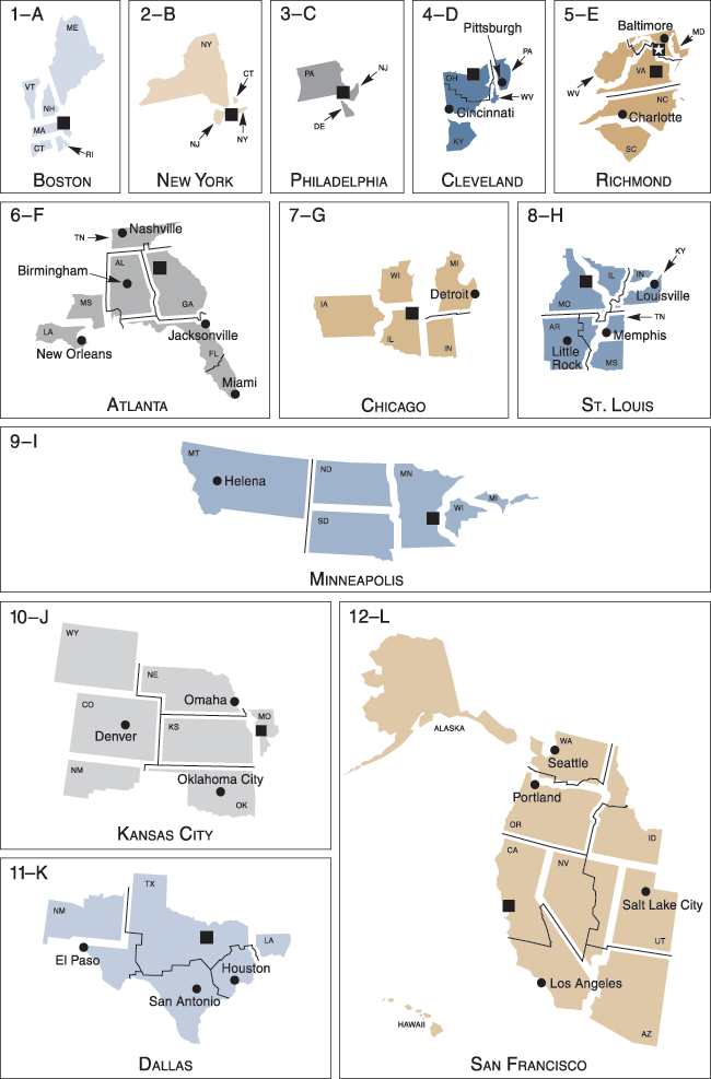 Federal Reserve Banks and Branches by District 