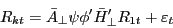 \begin{displaymath} R_{kt} =\bar {A}_\bot \psi {\phi }'{\bar {H}}'_\bot R_{1t} +\varepsilon _t \end{displaymath}