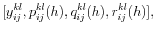 \displaystyle \lbrack y_{ij}^{kl},p_{ij}^{kl}(h),q_{ij}^{kl}(h),r_{ij}^{kl}(h)], 