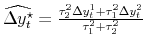  \widehat{\Delta y_t^\star} = \frac{\tau_2^2\Delta y_t^1 + \tau_1^2\Delta y_t^2}{\tau_1^2 + \tau_2^2}