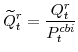 \displaystyle \widetilde{Q}^{r}_{t}=\frac{Q^{r}_{t}}{P^{cbi}_{t}}