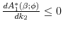 \frac{d A_1^*(\beta; \phi)}{d k_2} \leq 0