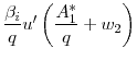 \displaystyle \frac{\beta_{i}}{q} u^{\prime} \left(\frac{ A_{1}^{\ast }}{q}+ w_{2}\right)