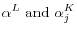 \alpha^{L} \mbox{ and }\alpha _j^K 