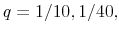  q=1/10,1/40,