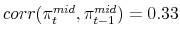  corr(\pi_{t}^{mid},\pi _{t-1}^{mid})=0.33