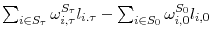  \sum_{i\in S_{\tau}% }\omega_{i,\tau}^{S_{\tau}}l_{i.\tau}-\sum_{i\in S_{0}}\omega_{i,0}^{S_{0}% }l_{i,0}
