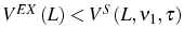  V^{EX}\left( L\right) <V^{S}\left( L,\nu_{1},\tau\right) 