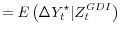 \displaystyle = E\left(\Delta Y_t^\star \vert Z_t^{GDI} \right)