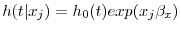 h(t\vert x_{j})=h_{0}(t)exp(x_{j}\beta_{x})