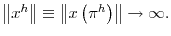  \left\Vert x^{h}\right\Vert \equiv\left\Vert x\left( \pi^{h}\right) \right\Vert \rightarrow\infty.