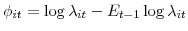\phi_{it} = \log \lambda_{it} -E_{t-1} \log \lambda_{it}