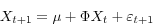 \begin{displaymath} X_{t+1} =\mu +\Phi X_t +\varepsilon _{t+1} \end{displaymath}