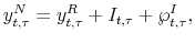 \displaystyle y_{t,\tau}^{N}=y_{t,\tau}^{R}+I_{t,\tau}+\wp_{t,\tau}^{I},% 