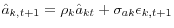 \displaystyle \hat{a}_{k,t+1}=\rho_{k}\hat{a}_{kt}+\sigma_{ak}\epsilon_{k,t+1}