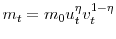 m_{t}=m_{0}u_{t}^{\eta}% v_{t}^{1-\eta}