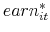  % earn_{it}^{\ast }