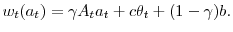  w_{t}(a_{t})=\gamma A_{t}a_{t}+c\theta_{t}+(1-\gamma)b.