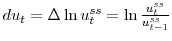  du_{t}=\Delta\ln u_{t}^{ss}=\ln\frac{u_{t}^{ss}% }{u_{t-1}^{ss}}