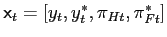 $ \mathsf{x}_t=[y_{t}, y_{t}^*, \pi_{Ht}, \pi_{F t}^*]$