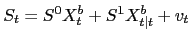 $\displaystyle S_{t}=S^{0} X^{b}_{t}+S^{1} X^{b}_{t\vert t}+v_{t} $