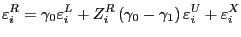 $\displaystyle \varepsilon_{i}^{R}=\gamma_{0}\varepsilon_{i}^{L}+Z_{i}^{R}\left( {\gamma _{0}-\gamma_{1}}\right) \varepsilon_{i}^{U}+\varepsilon_{i}^{X}$