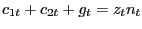 $\displaystyle c_{1t} +c_{2t} +g_{t} =z_{t} n_{t} $