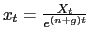 $ x_{t}=\frac{X_{t}}{e^{(n+g)t}}$