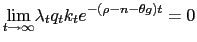 $\displaystyle \underset{t\rightarrow\infty}{\lim}\lambda_{t}q_{t}k_{t}e^{-\left( \rho-n-\theta g\right) t}=0$