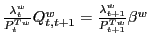 $ \frac{\lambda_{t}^{w}} {P_{t}^{Tw}}Q_{t,t+1}^{w}=\frac{\lambda_{t+1}^{w}}{P_{t+1}^{Tw}}\beta^{w}$