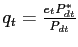 $ q_{t} = \frac{e_{t} P^{*}_{dt}}{P_{dt}}$