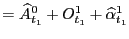 $\displaystyle =\widehat{A}_{t_{1}}^{0}+O_{t_{1}}^{1} +\widehat{\alpha}_{t_{1}}^{1}$