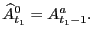 $ \widehat{A}_{t_{1}}^{0} =A_{t_{1}-1}^{a}.$