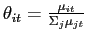 $ \theta_{it}=\frac{\mu_{it}}{\Sigma_{j}\mu_{jt}}$
