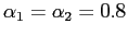 $ \alpha _{1}=\alpha _{2} =0.8$