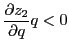 $\displaystyle \frac{\partial z_{2}}{\partial q}q<0 $