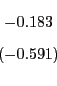 \begin{displaymath} \begin{array}[c]{c} -0.183\ \left( -0.591\right) \end{array}\end{displaymath}