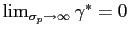 $ \lim_{\sigma_{p}\rightarrow\infty}\gamma^{\ast}=0$
