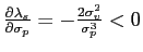 $ \frac{\partial\lambda_{s}}{\partial\sigma_{p}}=-\frac{2\sigma_{v}^{2}} {\sigma_{p}^{3}}<0$