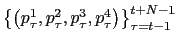 $ \left\{ \left( p_{\tau}^{1},p_{\tau}^{2},p_{\tau}^{3},p_{\tau}^{4}\right) \right\} _{\tau=t-1}^{t+N-1}$