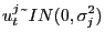 $\displaystyle u_{t}^{j}\symbol{126} IN(0,\sigma_{j}^{2})$