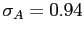 $\sigma_A = 0.94$